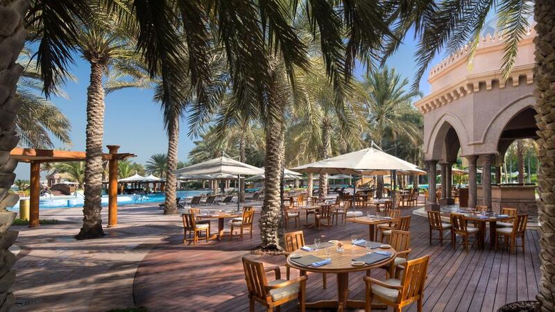 Las Brisas at Emirates Palace is set outdoors among the palms. Courtesy Emirates Palace