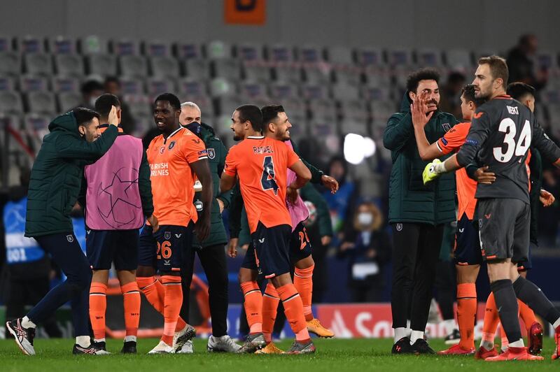 Istanbul Basaksehir  players celebrates at the whistle. AFP