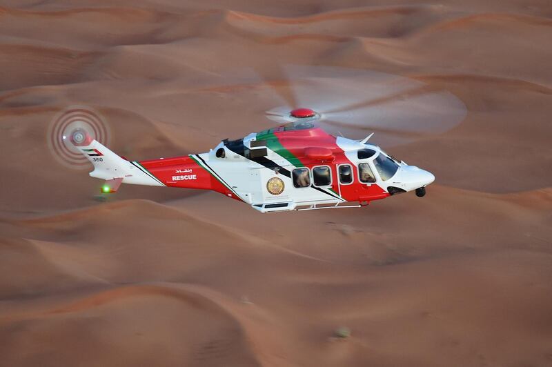 The National Search and Rescue Centre deployed a helicopter to rescue a man on Dibba Al Fujairah mountain in Fujairah. Courtesy: NSRC