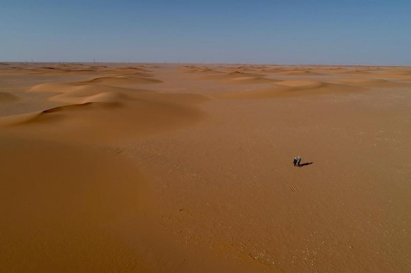 The Heart of Arabia team from above in the deserts of Saudi Arabia