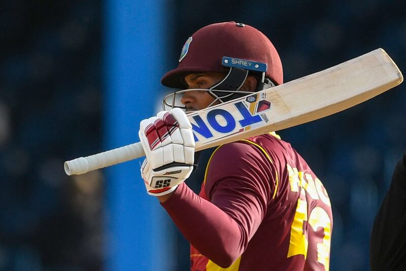 Brandon King of West Indies after reaching his half-century against India on Friday. AFP