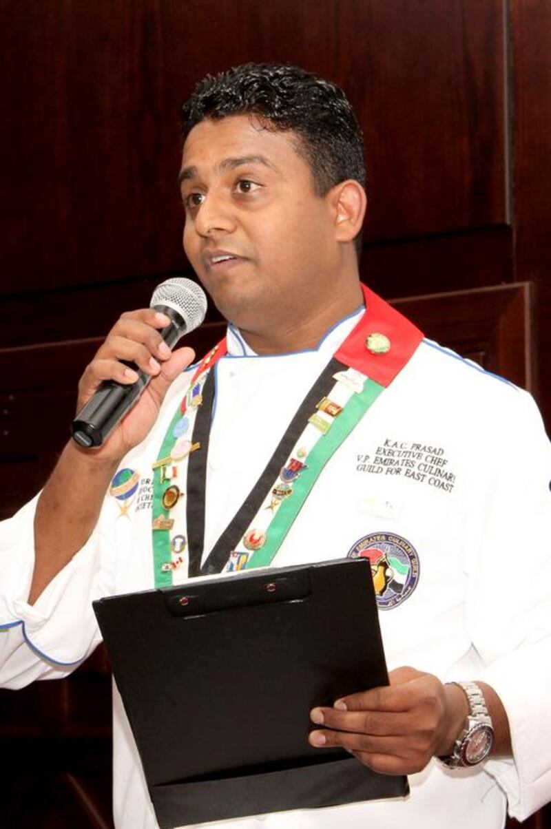 KAC Prasad, the executive chef at the Miramar Al Aqah Beach Resort. Courtesy Miramar Al Aqah Beach Resort 

