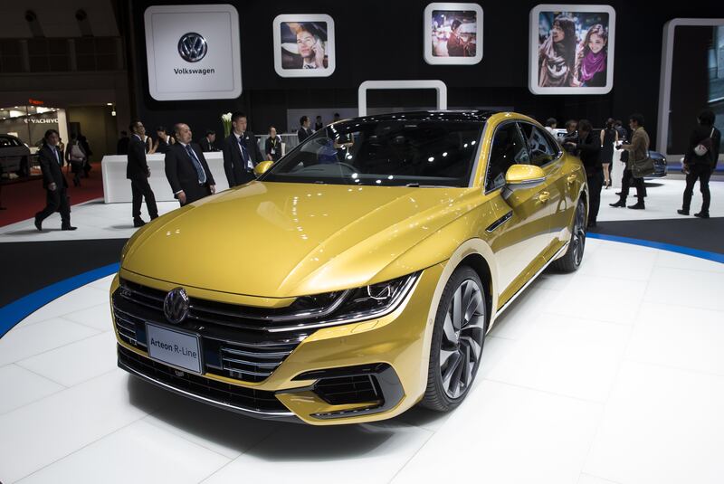 TOKYO, JAPAN - OCTOBER 25:  The Arteon R-Line vehicle is displayed inside the Volkswagen AG booth during the Tokyo Motor Show at Tokyo Big Sight on October 25, 2017 in Tokyo, Japan. The 45th edition of Tokyo Motor Show, which domestic and international automobile manufacturers exhibit their latest products, continues until November 5.  (Photo by Tomohiro Ohsumi/Getty Images)