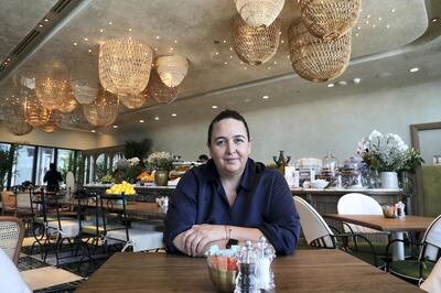 DUBAI, UNITED ARAB EMIRATES , June 18  – 2020 :- Natasha Sideris, owner of the Tashas café at the Galleria Mall in Al Barsha in Dubai.  (Pawan Singh / The National) For Lifestyle. Story by Ashleigh Stewart