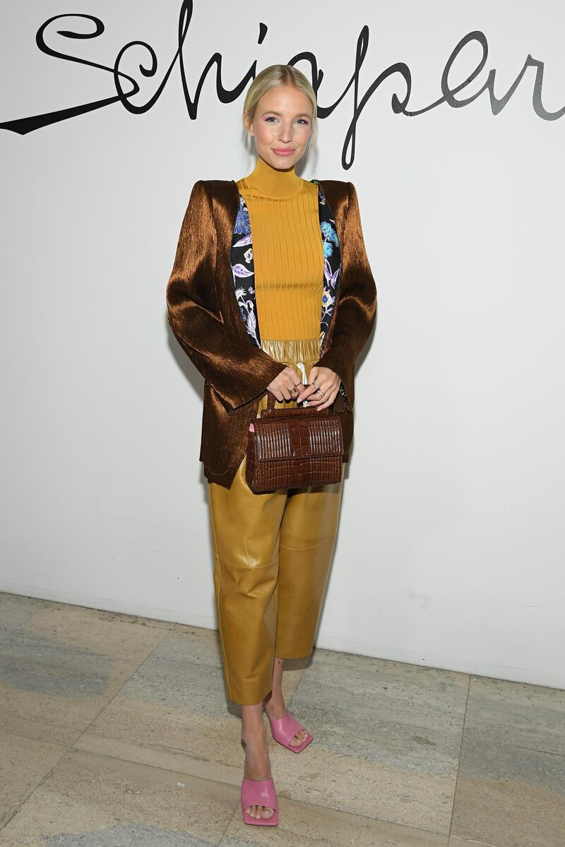 German influencer Leonie Hanne attends the Schiaparelli Haute Couture Spring/Summer 2020 show. Getty Images