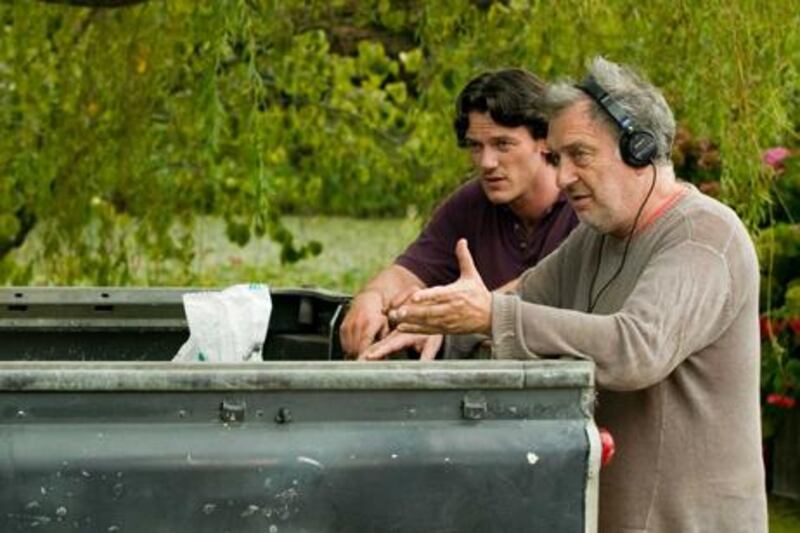 The actor Luke Evans, left, with the man he calls an ‘actor’s director’, Stephen Frears, on location iduring the filming of Tamara Drewe.