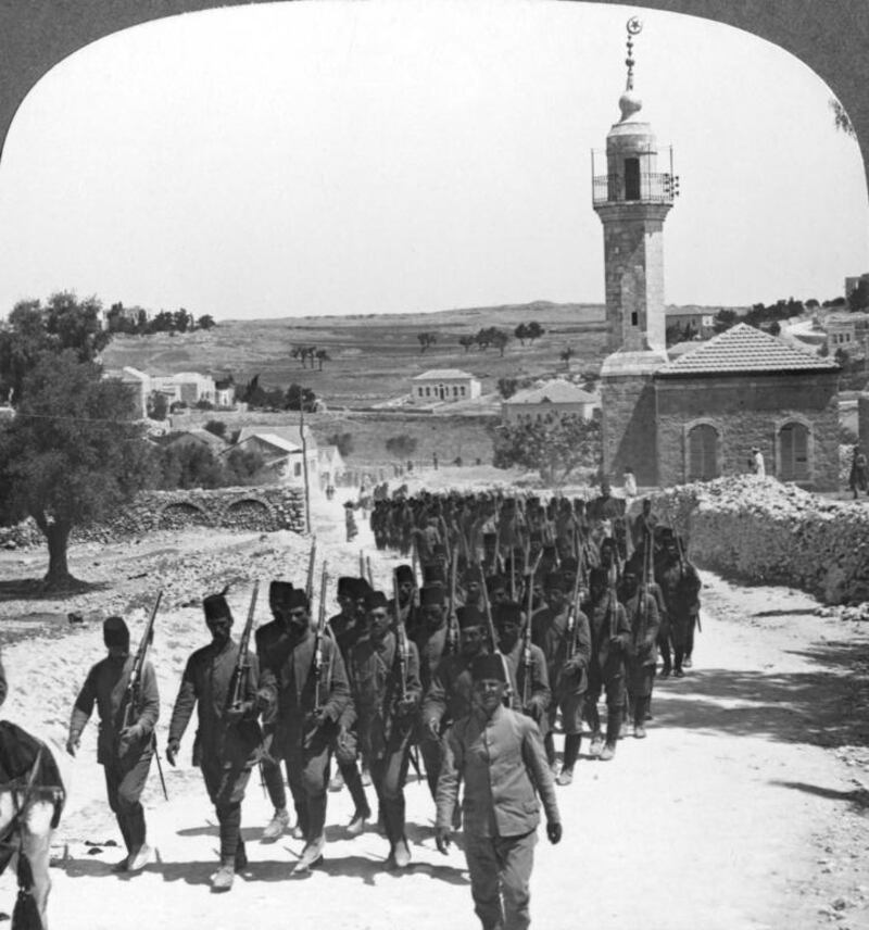 The Turkish army infantry after its defeat in Palestine and Syria at the hands of the Egyptian Expeditionary Force. Getty Images