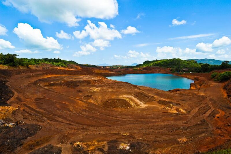 Chowgule iron ore mine, south Goa.  The mine is at a standstill and the workers nowhere to be seen after mining was banned in the state.