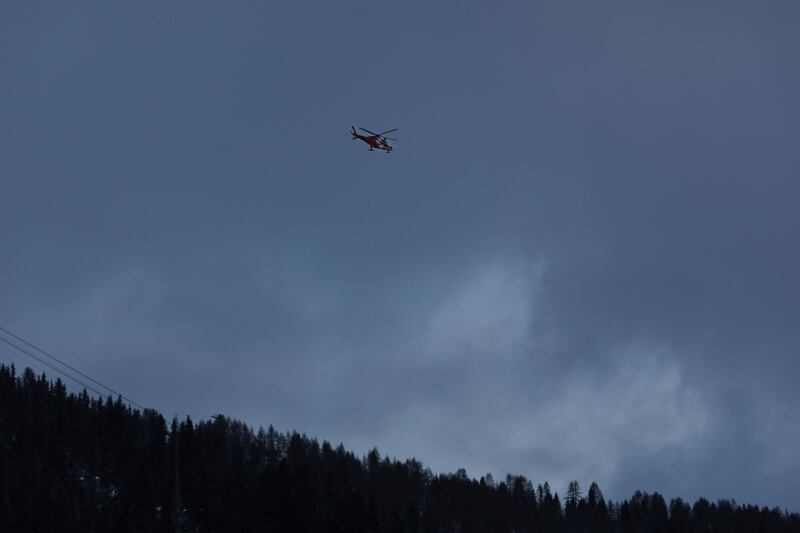 A Rega helicopter of the Swiss Air-Rescue service flies ahead. Bloomberg