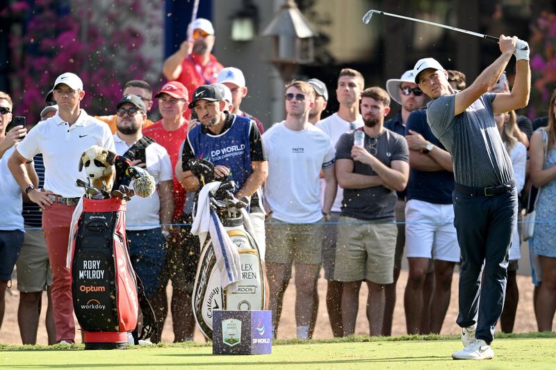 Sweden's Alex Noren on the 15th tee in Dubai. He carded a final round 67 to finish 18 under. Getty