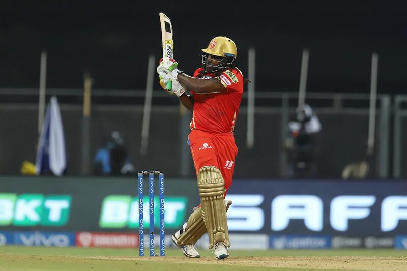 Chris Gayle of Punjab Kings bats during match 4 of the Vivo Indian Premier League 2021 between Rajasthan Royals and the Punjab Kings held at the Wankhede Stadium Mumbai on the 12th April 2021.

Photo by Deepak Malik/ Sportzpics for IPL