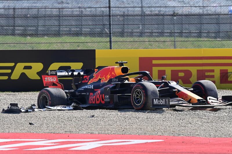 Red Bull's Max Verstappen after crashing. AP