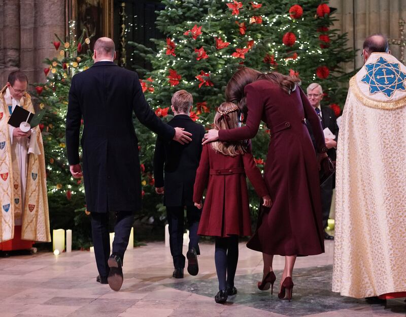 (L-R) The Prince of Wales, Prince George, Princess Charlotte and the Princess of Wales. PA