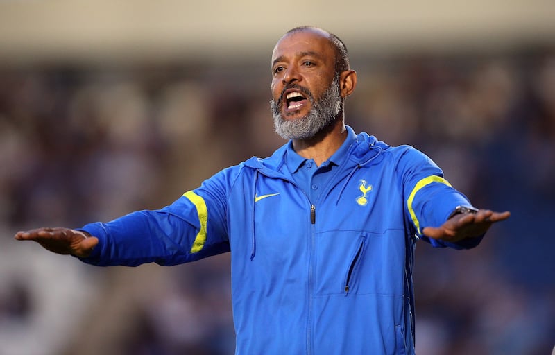 Tottenham Hotspur manager Nuno Espirito Santo during the pre-season friendly match at the JobServe Community Stadium, Colchester on 21 July, 2021. Reuters