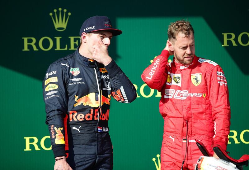 Verstappen and Vettel were second and third, but neither looked chuffed with their efforts. Reuters