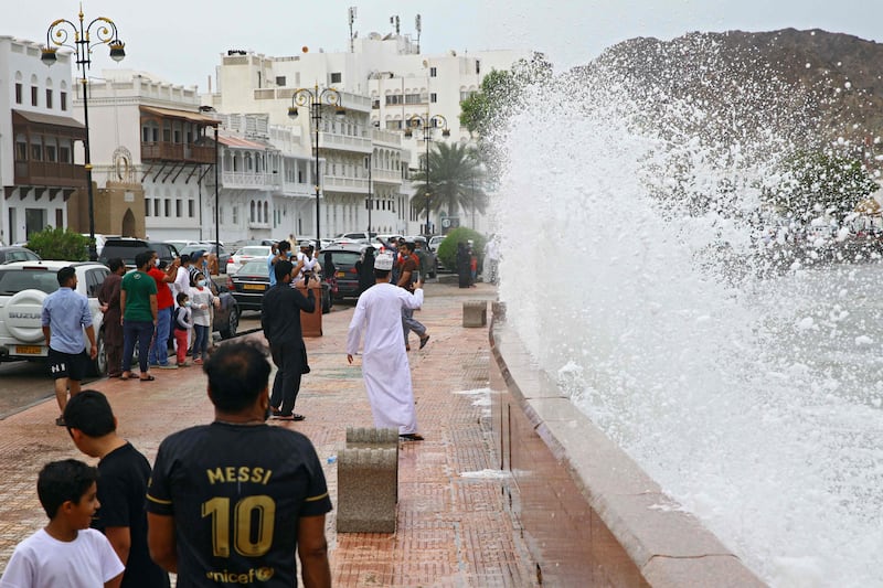 High waves break in Muscat. Some waves to hit the Omani coast were 12 metres high.