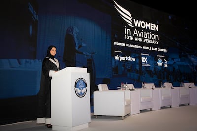 The opening of Airport Show in Dubai featured panel discussions on women in aviation. Shruti Jain / The National.