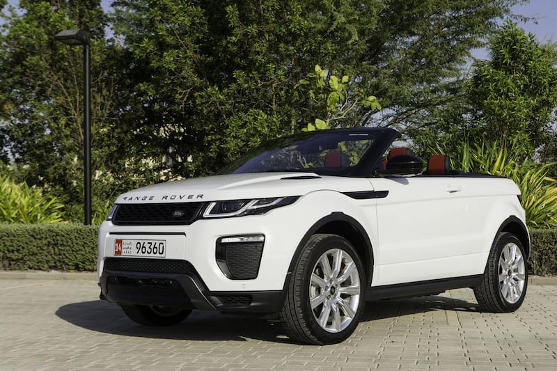 The Range Rover Evoque Convertible, billed as the ‘world’s first luxury convertible compact SUV’, is a silky-smooth drive with a classy interior. Christopher Pike / The National