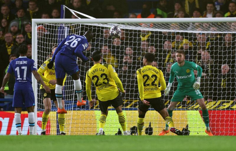 Chelsea's Kalidou Koulibaly head at goal. AFP