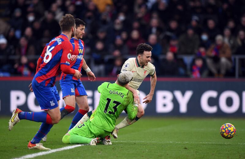 CRYSTAL PALACE RATINGS: Vicente Guaita – 5. The Spaniard had no chance for the opening goal but should have done more to stop Oxlade-Chamberlain scoring at the near post. He was on the wrong end of a poor penalty decision. AFP