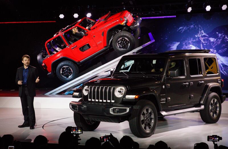 The new Jeep Wrangler is launched a the show. EPA