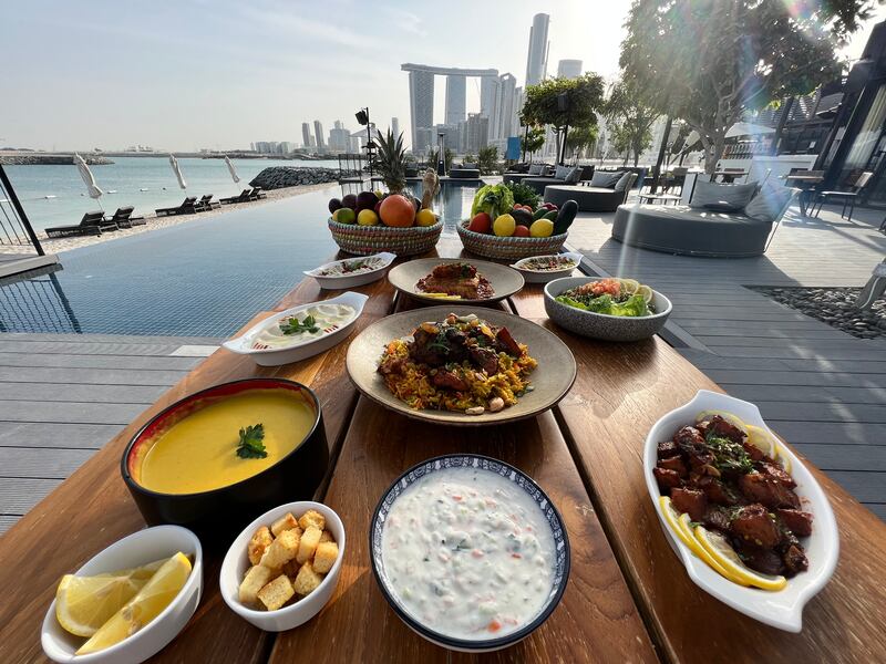 The iftar spread at Two.0, the restaurant at Cove Beach Abu Dhabi.