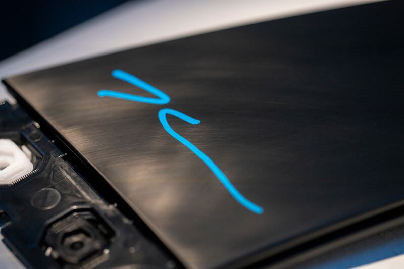 Koons's signature inside the car.