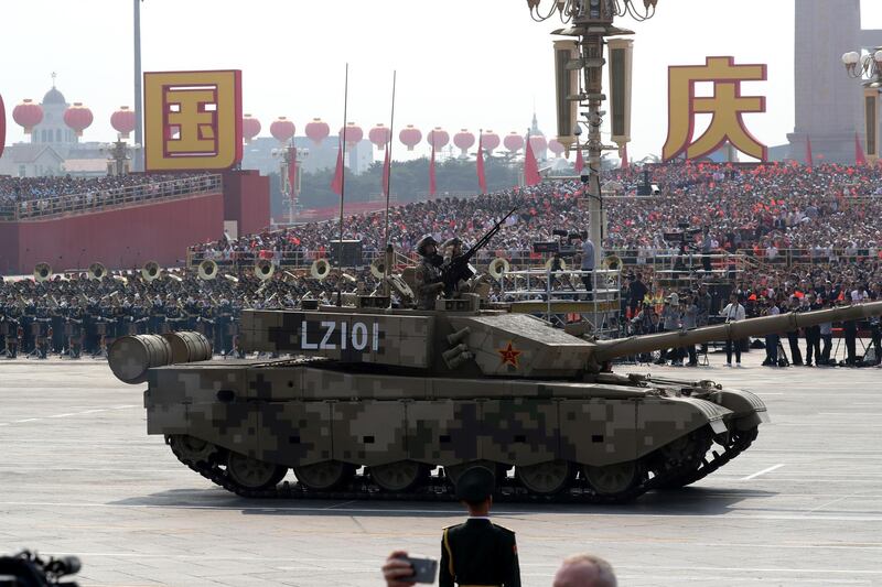 A Chinese tank during the celebration to commemorate the 70th anniversary of the founding of Communist China in Beijing. AP Photo