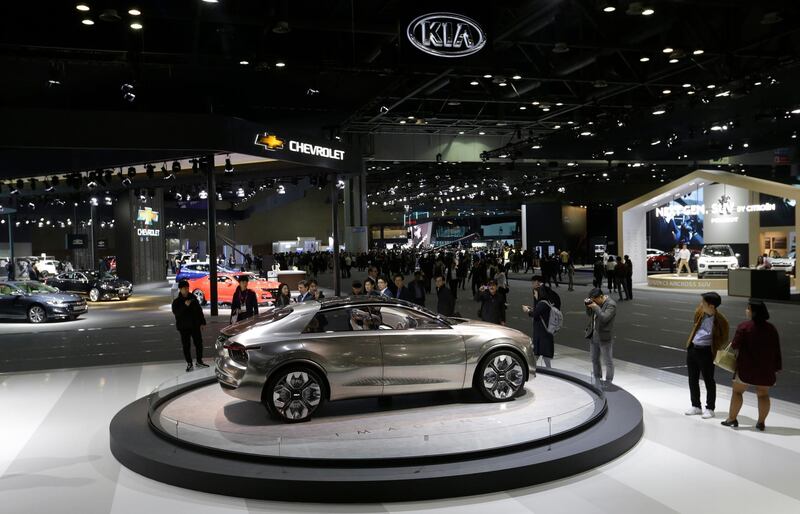 Kia Motors' concept Imagine is displayed during a media preview. Ahn Young-Joon / AP