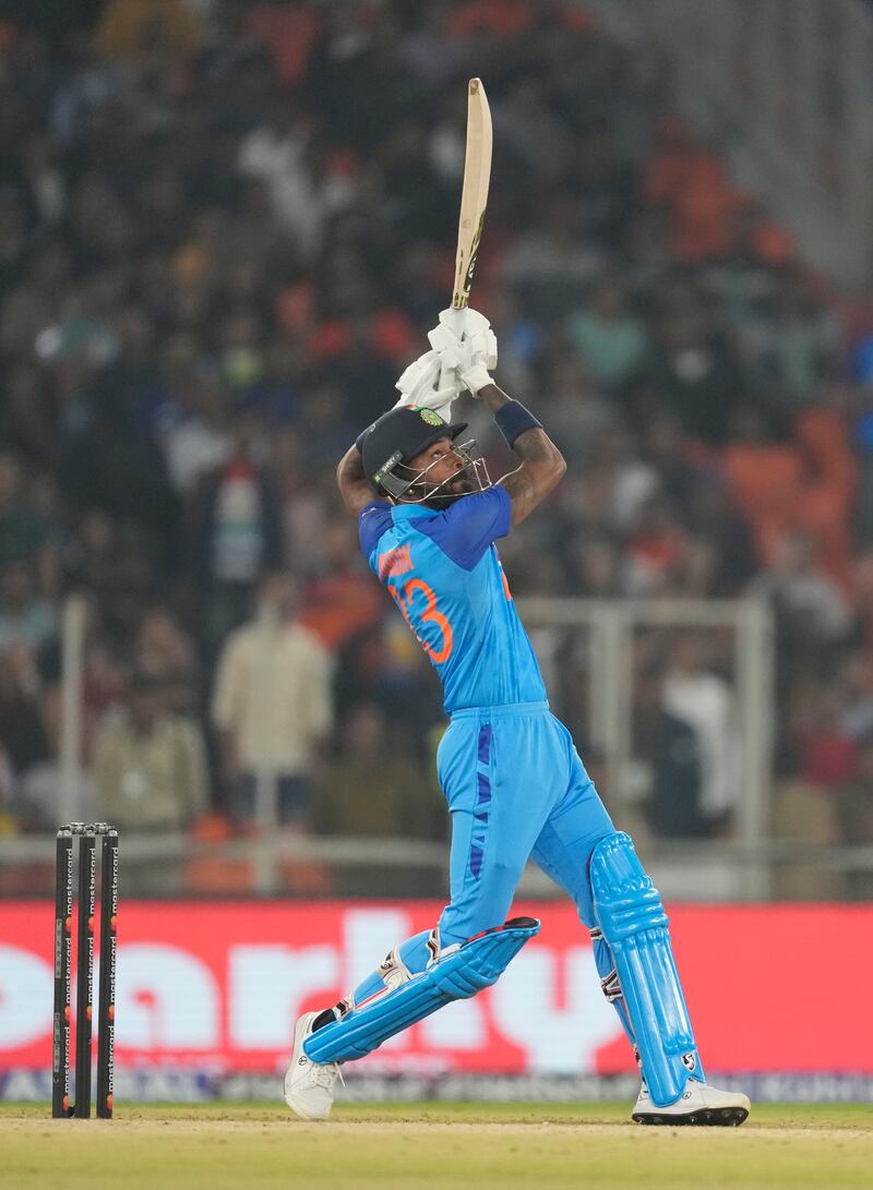 India's captain Hardik Pandya plays a shot. AP 