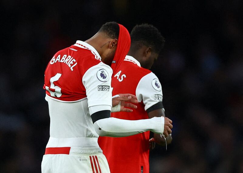 Gabriel - 6 Less involved in the physical battle compared to his centreback partner but helped clear the lines when needed. Was also nowhere near Toney for his goal. 

Reuters