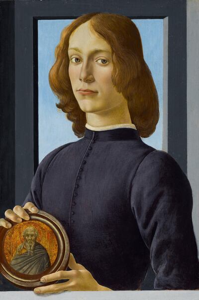 Sotheby's is hoping to fetch $80 million for Sandro Botticelli's 'Young Man Holding a Roundel' (late 15th century), a significant work of Renaissance portraiture. Courtesy Sotheby's