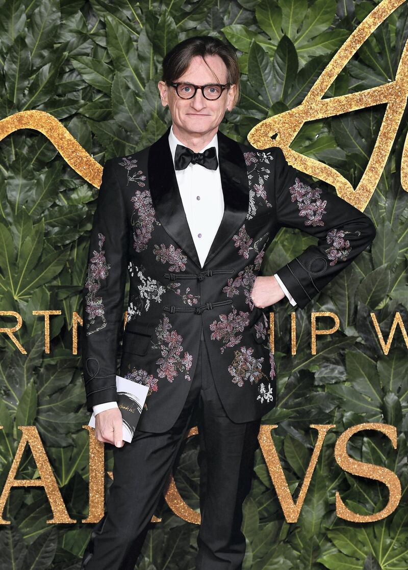 LONDON, ENGLAND - DECEMBER 10:  Hamish Bowles arrives at The Fashion Awards 2018 In Partnership With Swarovski at Royal Albert Hall on December 10, 2018 in London, England.  (Photo by Jeff Spicer/BFC/Getty Images for BFC)