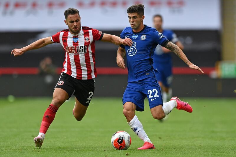 George Baldock - 7: Right-back was booked after just two minutes for foul on Pulisic, but held his nerve navigating red-card tightrope for rest of match. His ball into box helped set up Blades' first goal. AFP