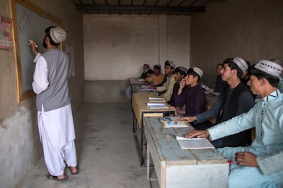 Male students at the school building Khalil constructed three years ago in Afghanistan's Kandahar province. Stefanie Glinski for The National