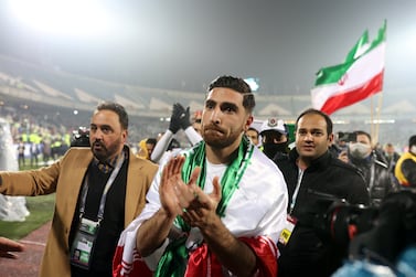 Soccer Football - World Cup - Asian Qualifiers - Group A - Iran v Iraq - Azadi Stadium, Tehran, Iran - January 27, 2022 Iran's Alireza Jahanbakhsh celebrates after the match Majid Asgaripour / WANA (West Asia News Agency) via REUTERS ATTENTION EDITORS - THIS IMAGE HAS BEEN SUPPLIED BY A THIRD PARTY