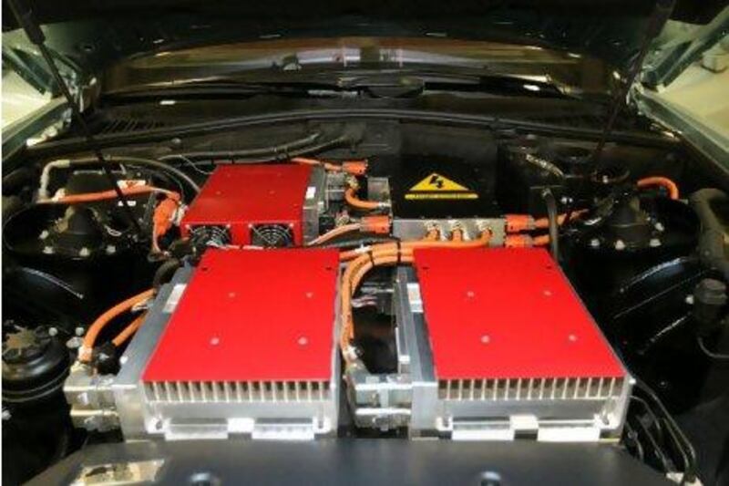 Twin electric motors powered by batteries found under the bonnet propel the 102EX silently when the throttle is pushed. Courtesy of Rolls-Royce