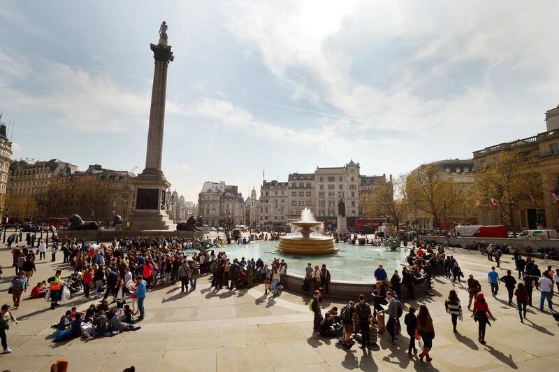 Trafalgar Square in London. Emirati tourists, and those from the wider Arabian Gulf, are breaking records in both visit numbers and spending. John Stillwell / PA