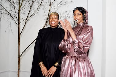 Deborah Latouche, left, presented her debut modestwear collection at London Fashion Week 2020. Photo: Asia Werbel