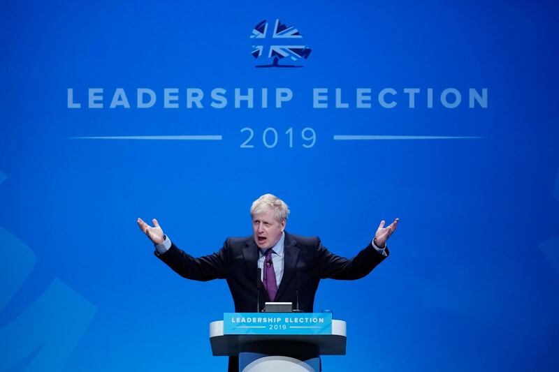 BIRMINGHAM, ENGLAND - JUNE 22: Conservative leadership candidate, Boris Johnson attends the first hustings on June 22, 2019 in Birmingham, England. Johnson and Hunt are now campaigning prior to a final ballot which will be decided by party members, the result of which will then be announced during the week of 22 July. (Photo by Christopher Furlong/Getty Images) ***BESTPIX***