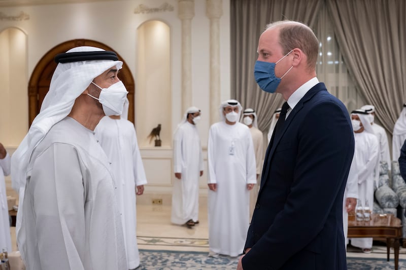 Britain's Prince William offers condolences to the President, Sheikh Mohamed. 