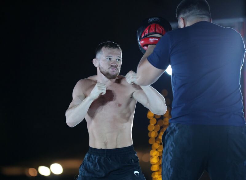 UFC bantamweight Petr Yan trains in an open workout at the W Hotel.