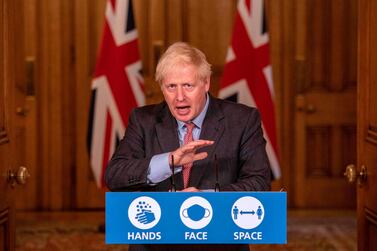 Britain's Prime Minister Boris Johnson delivers an update on the Covid-19 pandemic from 10 Downing Street on September 30, 2020. AFP