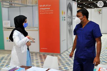 A field clinic to serve the UAE's Covid-19 vaccine trial has been set up at Abu Dhabi National Exhibition Centre. Courtesy Abu Dhabi Media Office    