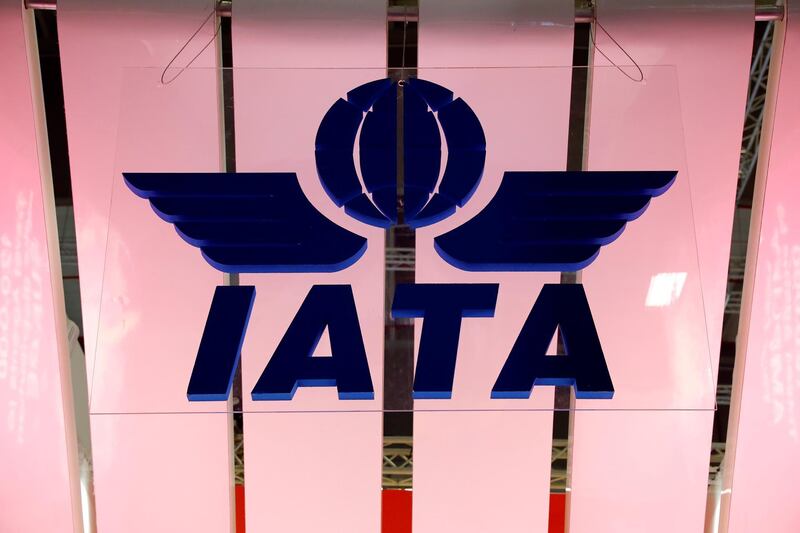 FILE PHOTO: The International Air Transport Association (IATA) logo is seen at the International Tourism Trade Fair ITB in Berlin, Germany, March 7, 2018. REUTERS/Fabrizio Bensch/File Photo