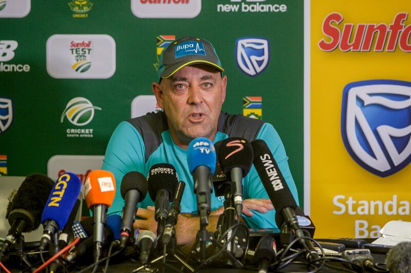 JOHANNESBURG, SOUTH AFRICA - MARCH 29: Coach Darren Lehmann of Australia resigns as Australia's national cricket team coach during the Australia national mens cricket team training session at Bidvest Wanderers Stadium on March 29, 2018 in Johannesburg, South Africa. (Photo by Sydney Seshibedi/Gallo Images/Getty Images)