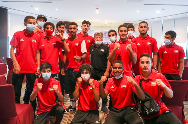 The UAE Youth Boxing Team at the press conference for the upcoming Asian Youth Championship in Dubai.