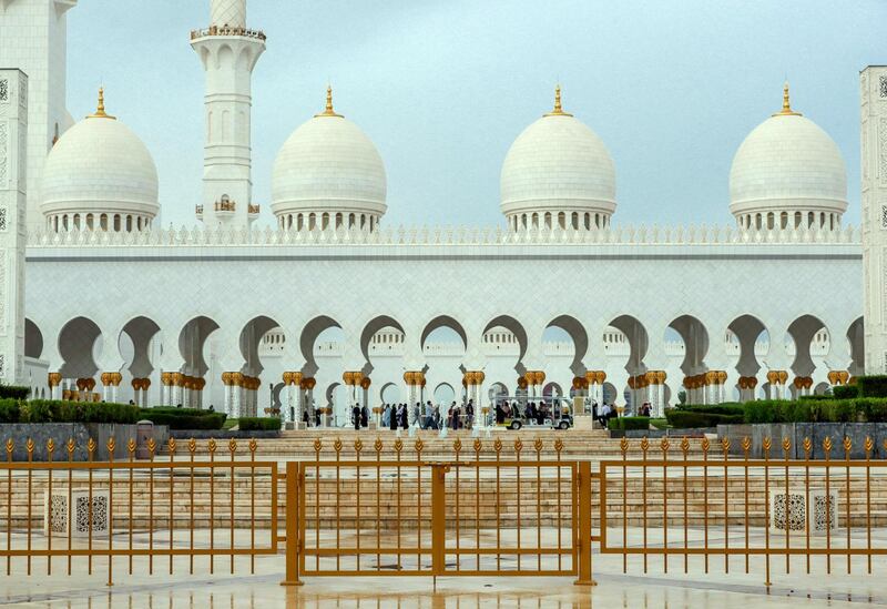 Abu Dhabi, April 13, 2019.  Rainy weather at the Grand Mosque --  After the rains.
Victor Besa/The National.
Section:  NA 
Reporter: