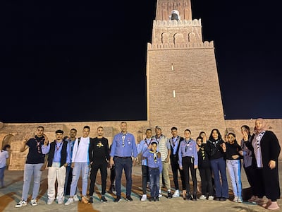 Khaled Kandil, leader of the Tunisia scout division from Touza, Monastir joined by some members of his group in Kairouan. Ghaya Ben Mbarek / The National