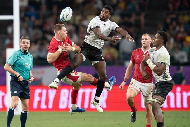 15 Liam Williams (Wales)
As Wales struggled to repel the thrilling Fijian backs, Williams took the attack back to them. He ran for 146 metres in the 29-17 win, and scored the try that finally killed off Fiji’s challenge.  EPA